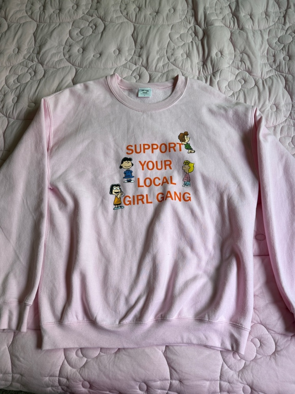 Peanuts Pink "Support Your Local Girl Gang" Crewneck Sweater
